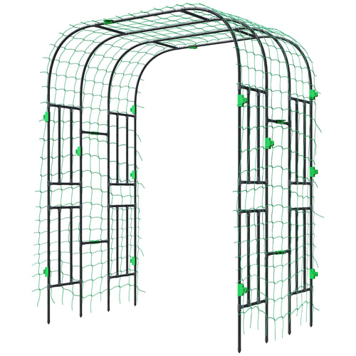 Arched Garden Trellis, 8 FT Tall Metal Plant Trellis Support with Trellis Netting for Climbing Plants