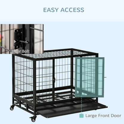 Heavy Duty Dog Crate Cage for Medium Small Dogs Cats with Two Doors, Lockable Wheels, Removable Tray, 36" x 24" x 29.5" Houses, Kennels & Pens   at Gallery Canada