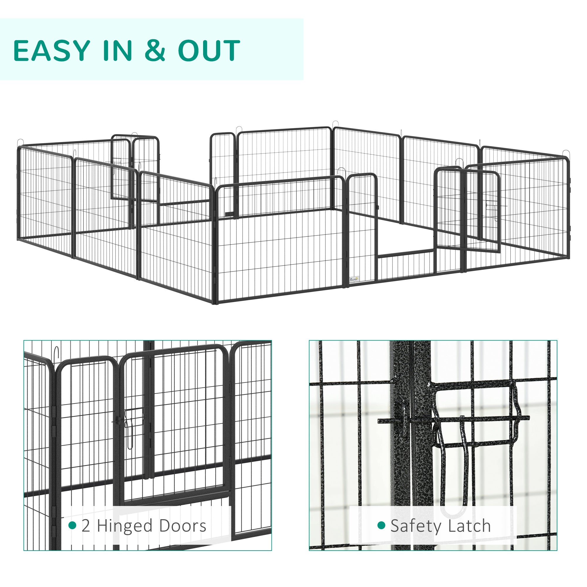 Heavy Duty Dog Playpen, 12 Panels Pet Playpen Dog Fence, Portable Puppy Exercise Pen, with 2 Doors Locking Latch, Outdoor or Indoor Use 23.5