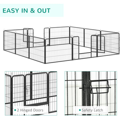 Heavy Duty Dog Playpen, 12 Panels Pet Playpen Dog Fence, Portable Puppy Exercise Pen, with 2 Doors Locking Latch, Outdoor or Indoor Use 23.5" Height Houses, Kennels & Pens   at Gallery Canada