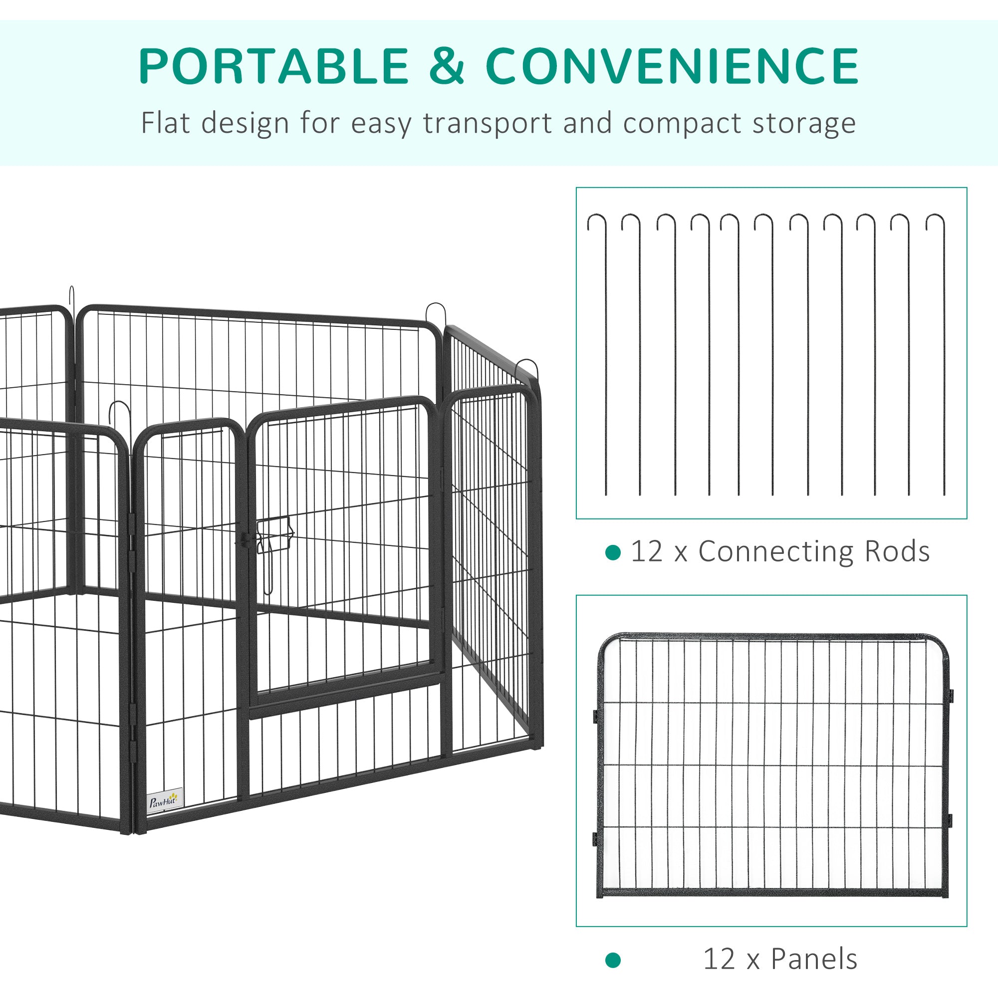 Heavy Duty Dog Playpen, 12 Panels Pet Playpen Dog Fence, Portable Puppy Exercise Pen, with 2 Doors Locking Latch, Outdoor or Indoor Use 23.5