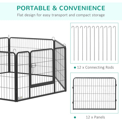 Heavy Duty Dog Playpen, 12 Panels Pet Playpen Dog Fence, Portable Puppy Exercise Pen, with 2 Doors Locking Latch, Outdoor or Indoor Use 23.5" Height Houses, Kennels & Pens   at Gallery Canada