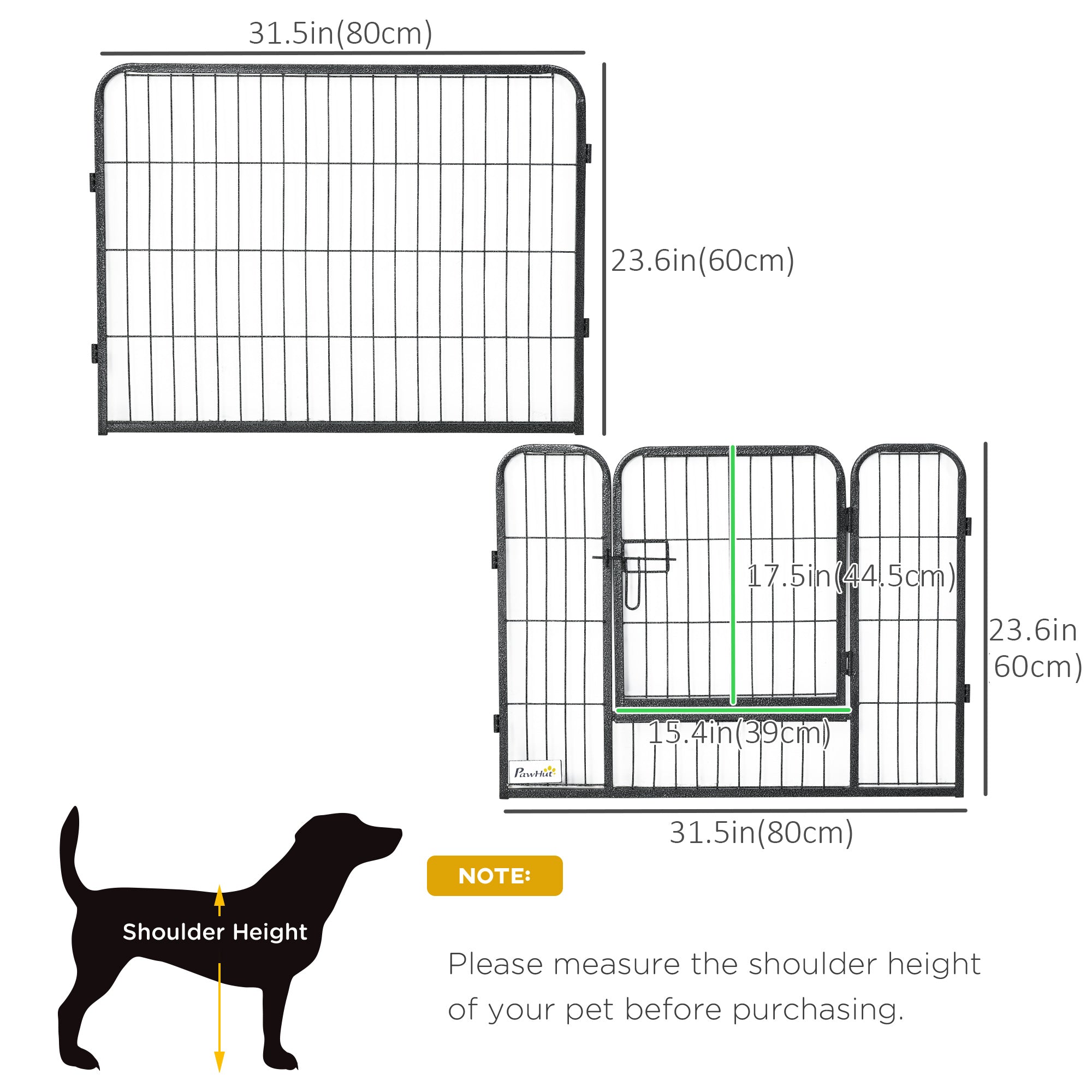 Heavy Duty Dog Playpen, 12 Panels Pet Playpen Dog Fence, Portable Puppy Exercise Pen, with 2 Doors Locking Latch, Outdoor or Indoor Use 23.5