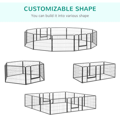 Heavy Duty Dog Playpen, 12 Panels Pet Playpen Dog Fence, Portable Puppy Exercise Pen, with 2 Doors Locking Latch, Outdoor or Indoor Use 23.5" Height Houses, Kennels & Pens   at Gallery Canada