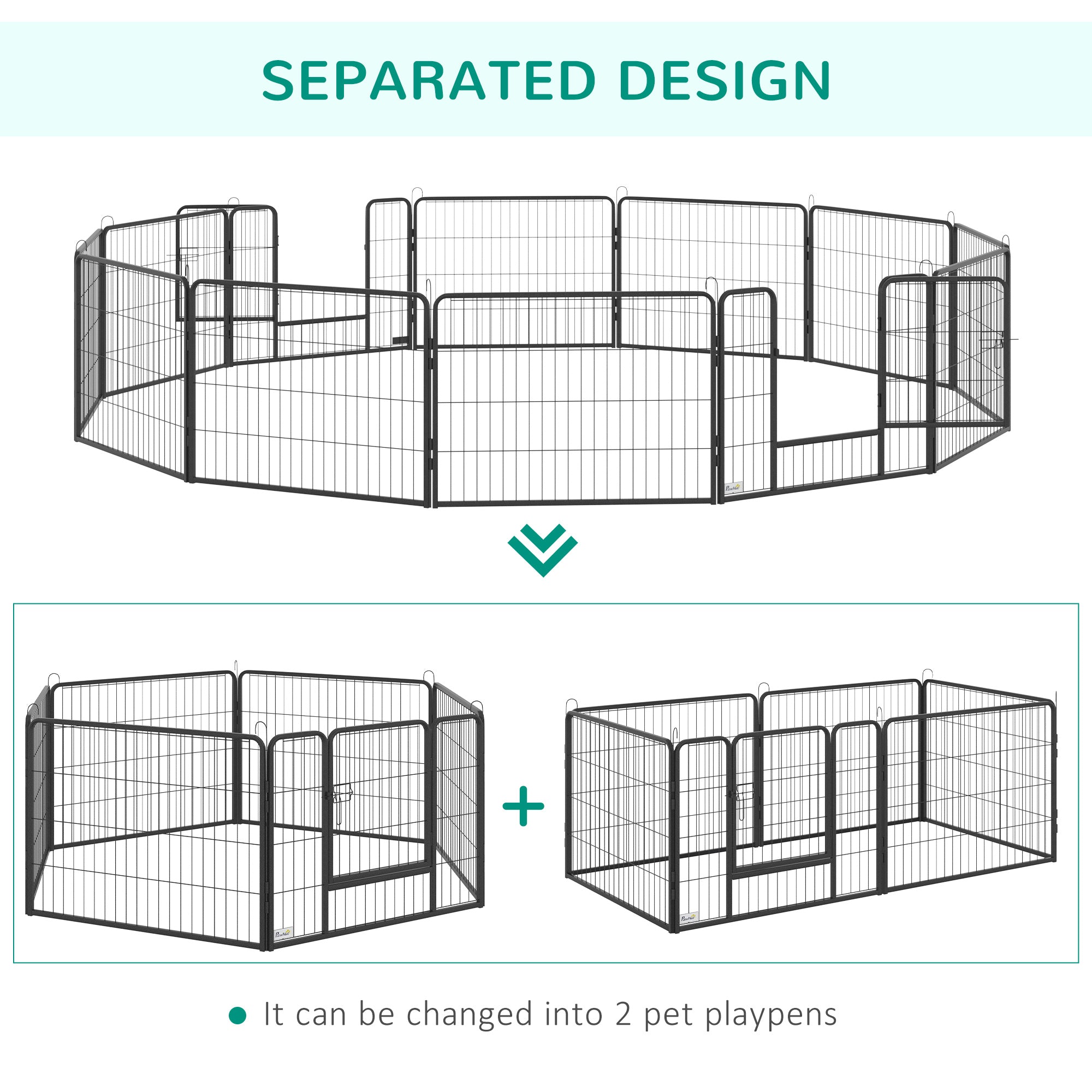 Heavy Duty Dog Playpen, 12 Panels Pet Playpen Dog Fence, Portable Puppy Exercise Pen, with 2 Doors Locking Latch, Outdoor or Indoor Use 23.5