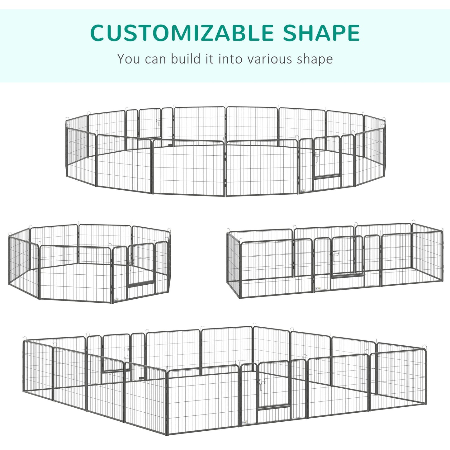 Heavy Duty Dog Playpen, 16 Panels Pet Playpen Dog Fence, Portable Puppy Exercise Pen, with 2 Doors Locking Latch, Outdoor or Indoor Use 23.5" Height Houses, Kennels & Pens   at Gallery Canada