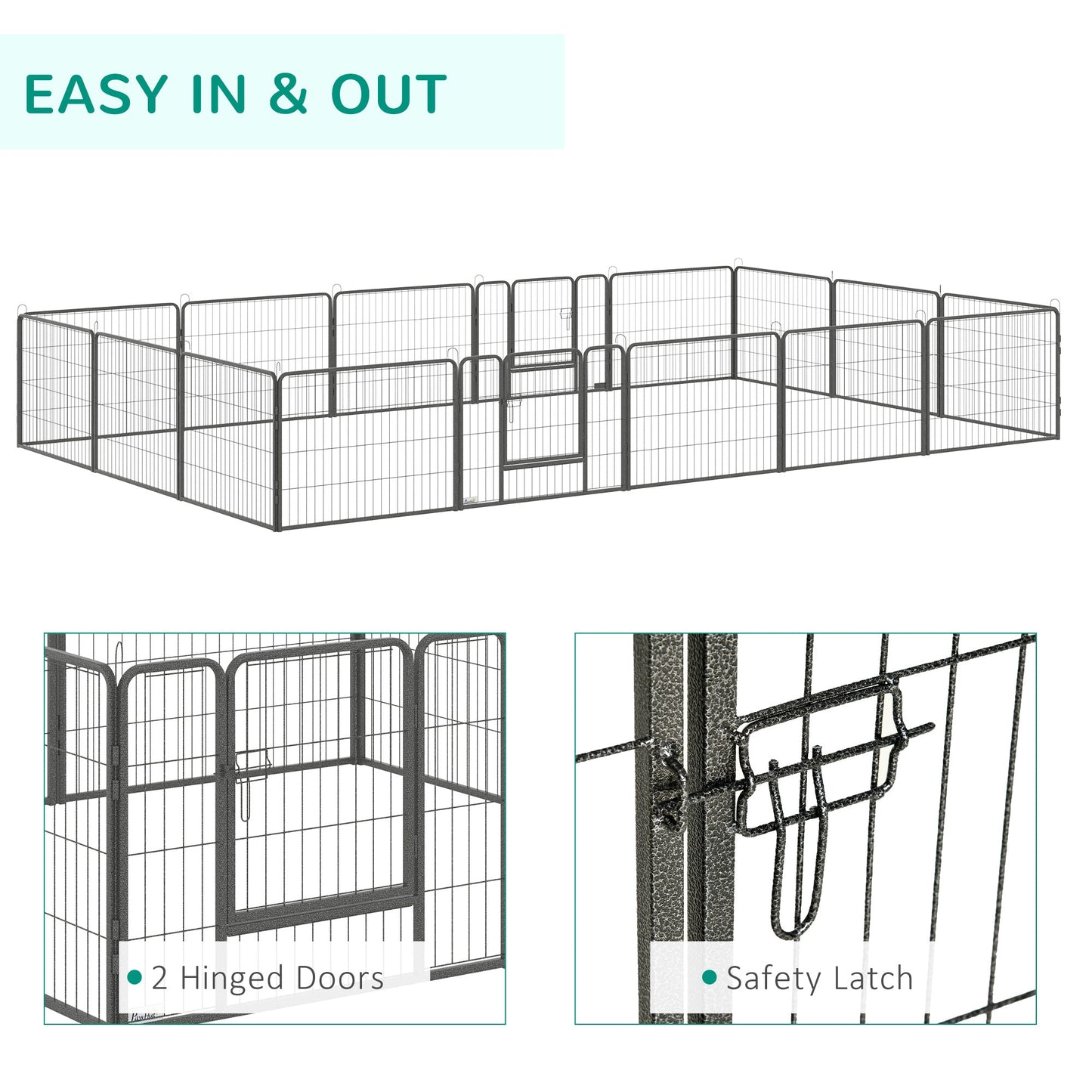 Heavy Duty Dog Playpen, 16 Panels Pet Playpen Dog Fence, Portable Puppy Exercise Pen, with 2 Doors Locking Latch, Outdoor or Indoor Use 23.5" Height Houses, Kennels & Pens   at Gallery Canada