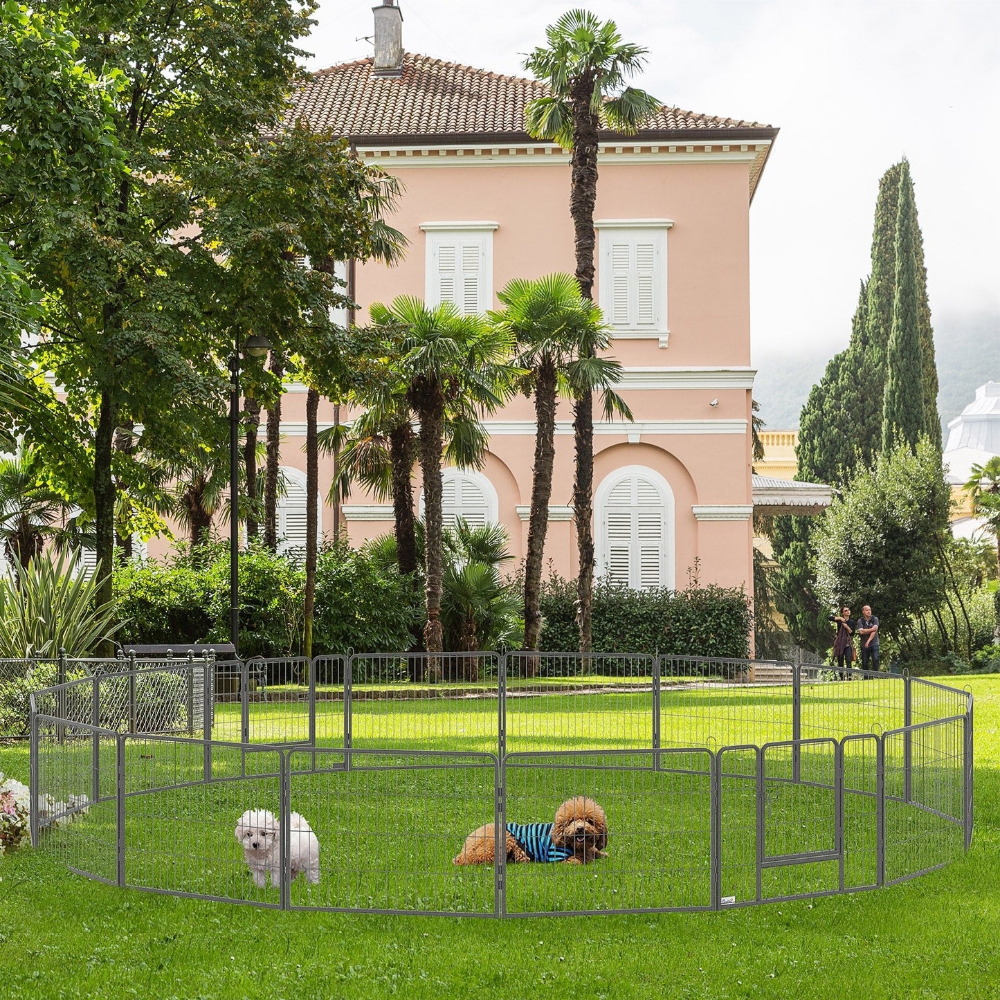 Heavy Duty Dog Playpen, 16 Panels Pet Playpen Dog Fence, Portable Puppy Exercise Pen, with 2 Doors Locking Latch, Outdoor or Indoor Use 23.5" Height Houses, Kennels & Pens   at Gallery Canada