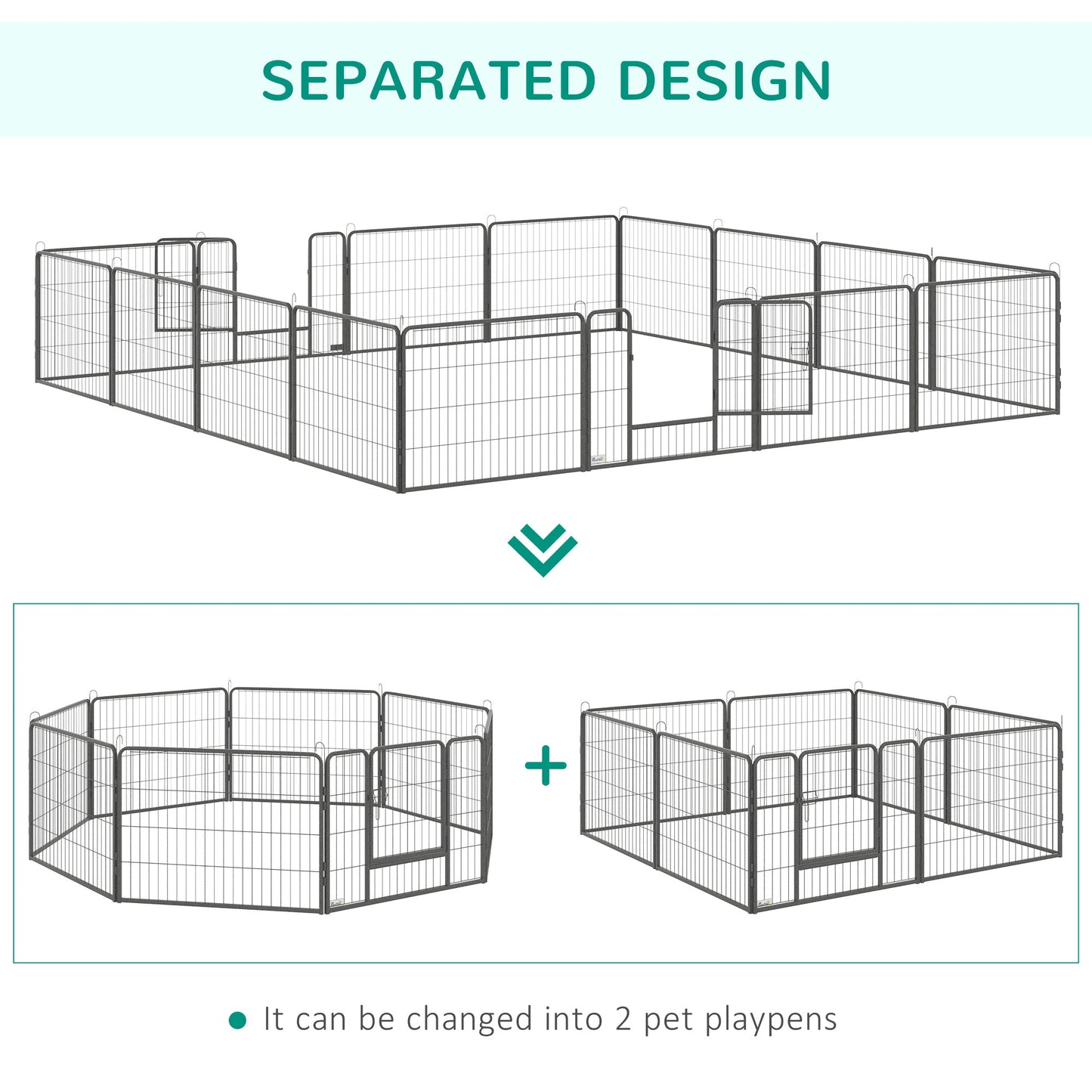 Heavy Duty Dog Playpen, 16 Panels Pet Playpen Dog Fence, Portable Puppy Exercise Pen, with 2 Doors Locking Latch, Outdoor or Indoor Use 23.5" Height Houses, Kennels & Pens   at Gallery Canada