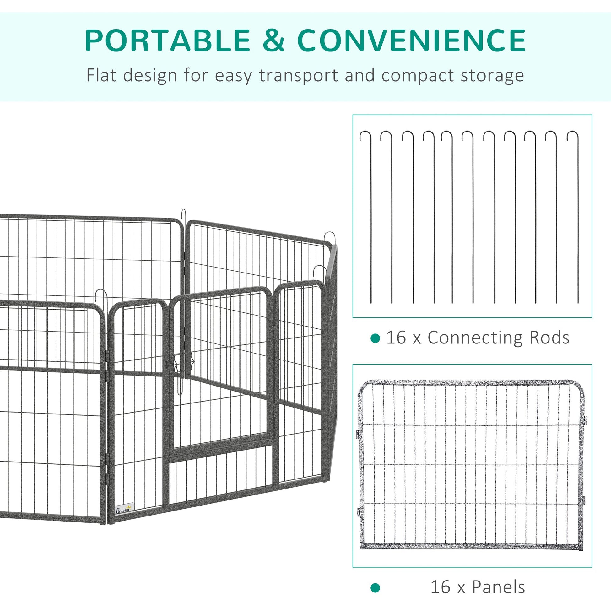 Heavy Duty Dog Playpen, 16 Panels Pet Playpen Dog Fence, Portable Puppy Exercise Pen, with 2 Doors Locking Latch, Outdoor or Indoor Use 23.5" Height Houses, Kennels & Pens   at Gallery Canada