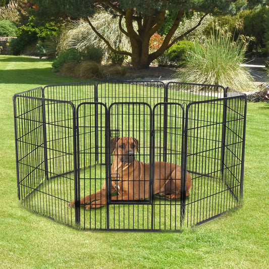 Heavy Duty Dog Playpen, 8 Panel 23.5" Height Metal Pet Puppy Exercise Pen, DIY Design, Outdoor Indoor, for Small Minature Dogs, Black Houses, Kennels & Pens Black  at Gallery Canada