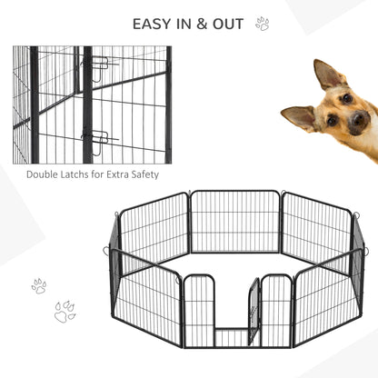 Heavy Duty Dog Playpen, 8 Panel 23.5" Height Metal Pet Puppy Exercise Pen, DIY Design, Outdoor Indoor, for Small Minature Dogs, Black Houses, Kennels & Pens   at Gallery Canada