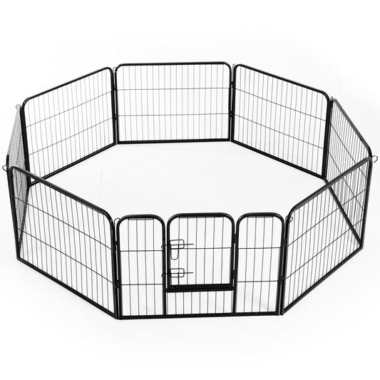 Heavy Duty Dog Playpen, 8 Panel 23.5" Height Metal Pet Puppy Exercise Pen, DIY Design, Outdoor Indoor, for Small Minature Dogs, Black Houses, Kennels & Pens Black  at Gallery Canada