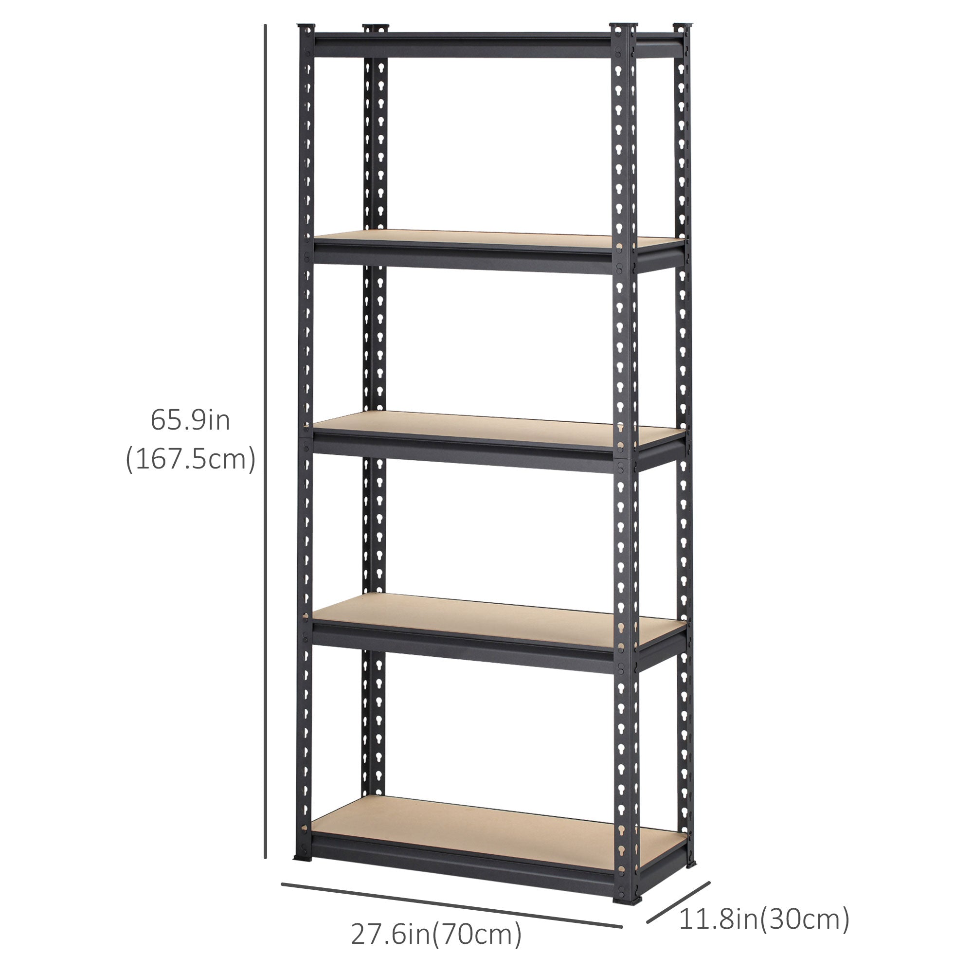 5-Tier Heavy Duty Metal Garage Shelf, Adjustable Industrial Utility Shelves, Black/Brown Display Bookshelves   at Gallery Canada