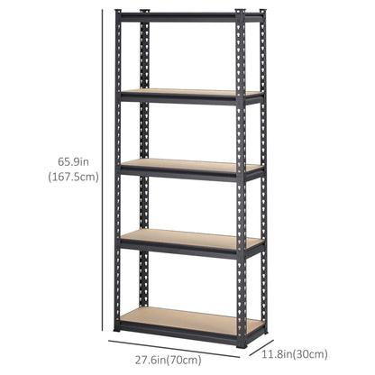 5-Tier Heavy Duty Metal Garage Shelf, Adjustable Industrial Utility Shelves, Black/Brown Display Bookshelves   at Gallery Canada