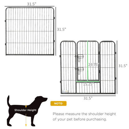 Steel 16-Panel Heavy Duty Pet Playpen with 2 Locking Doors, 31.5" Height, Grey Houses, Kennels & Pens   at Gallery Canada