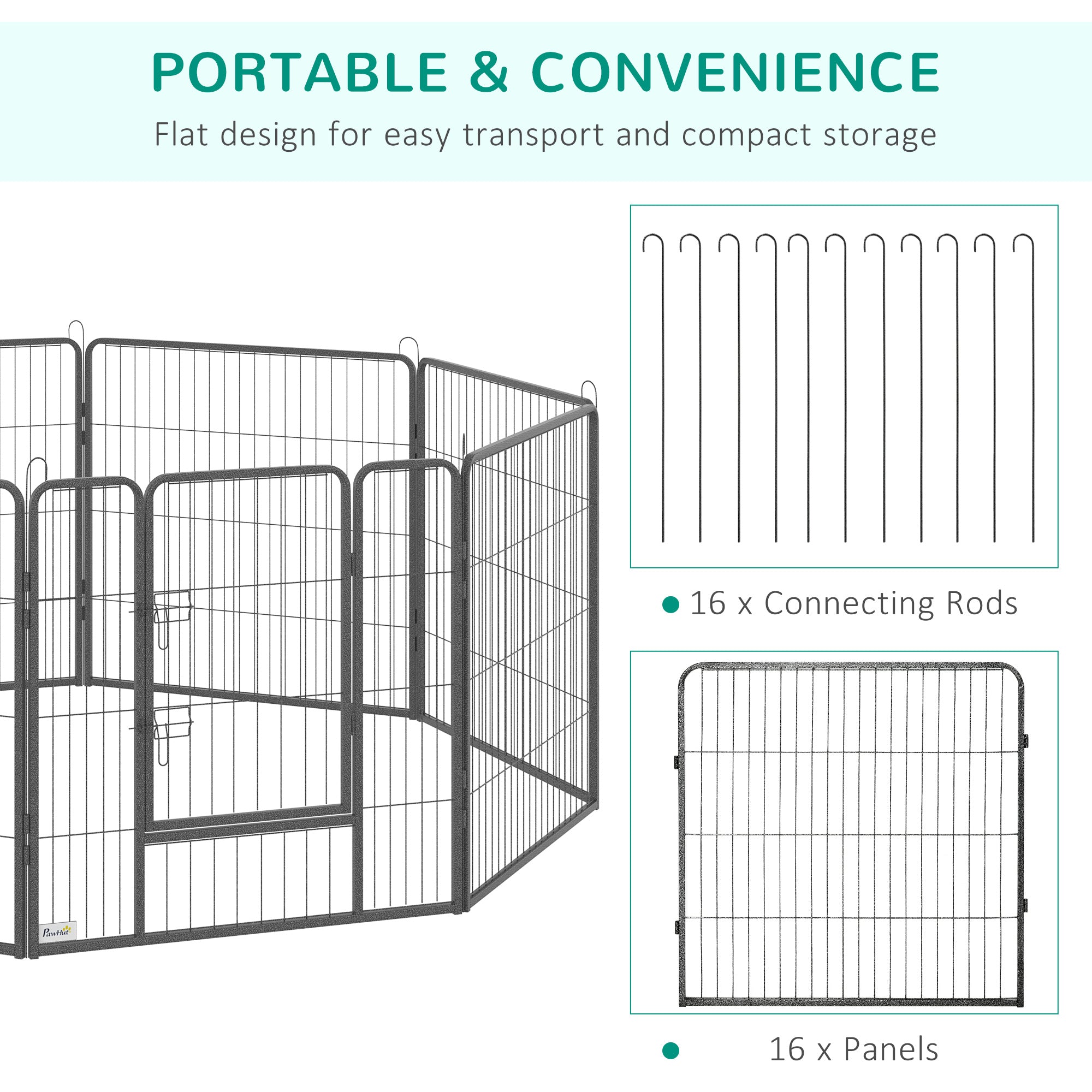 Steel 16-Panel Heavy Duty Pet Playpen with 2 Locking Doors, 31.5