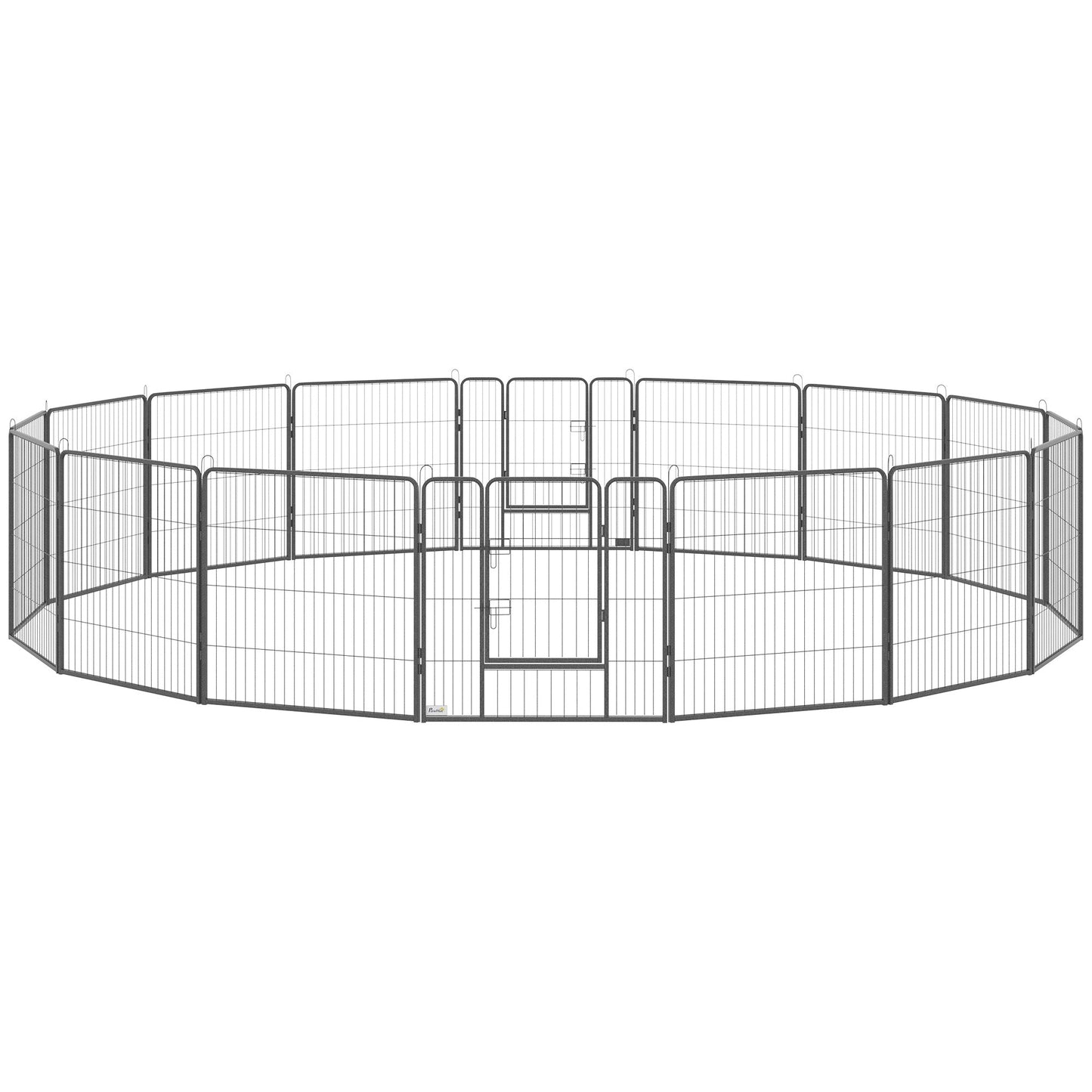 Steel 16-Panel Heavy Duty Pet Playpen with 2 Locking Doors, 31.5" Height, Grey Houses, Kennels & Pens   at Gallery Canada