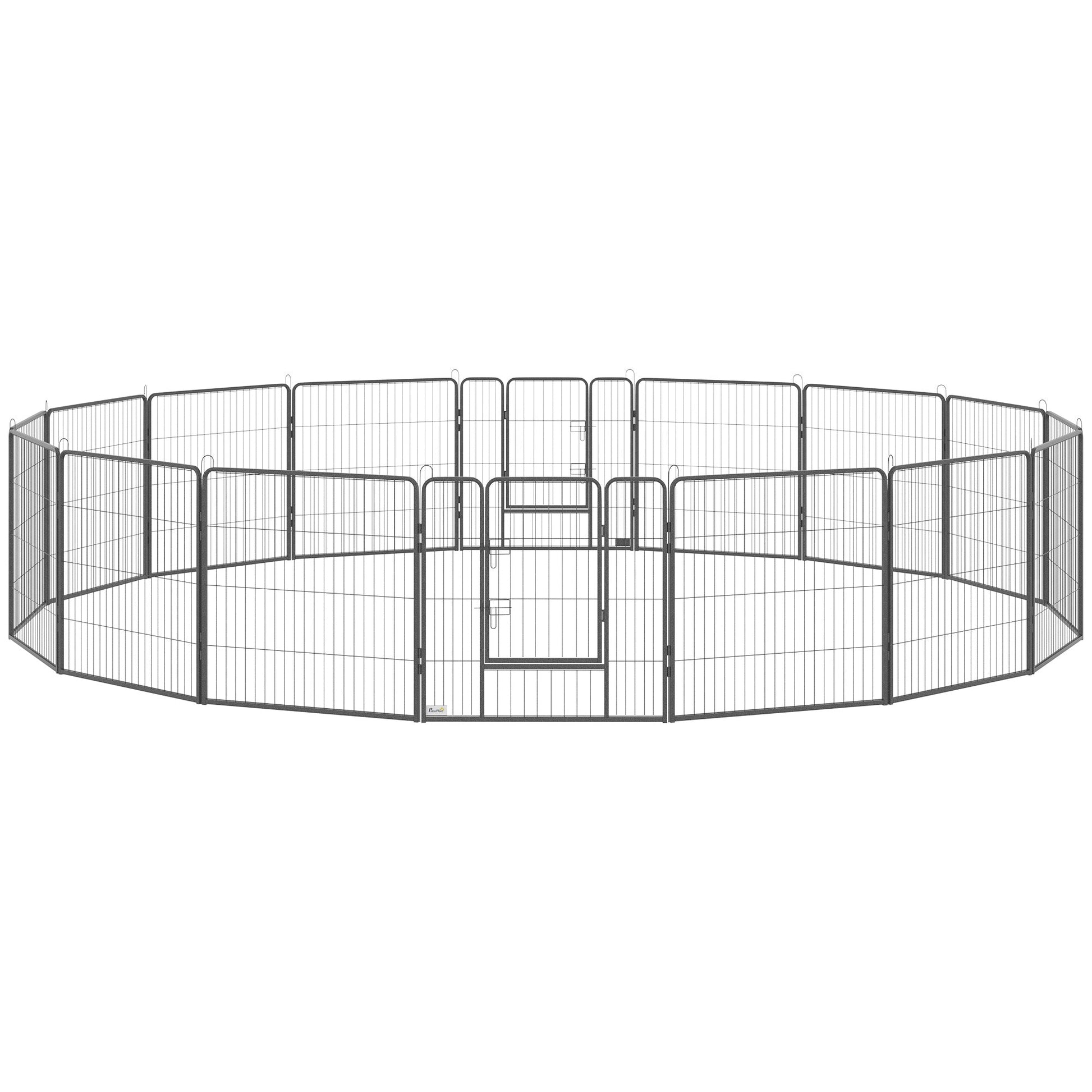 Steel 16-Panel Heavy Duty Pet Playpen with 2 Locking Doors, 31.5" Height, Grey Houses, Kennels & Pens   at Gallery Canada