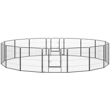 Steel 16-Panel Heavy Duty Pet Playpen with 2 Locking Doors, 31.5" Height, Grey Houses, Kennels & Pens   at Gallery Canada