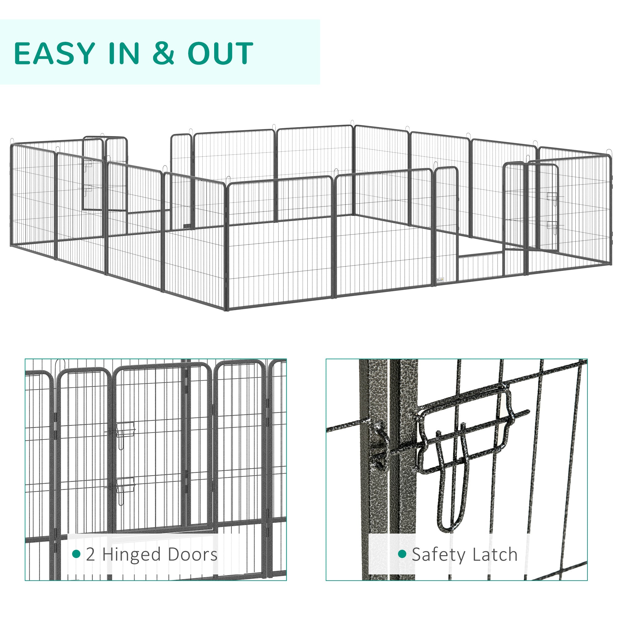 Steel 16-Panel Heavy Duty Pet Playpen with 2 Locking Doors, 31.5