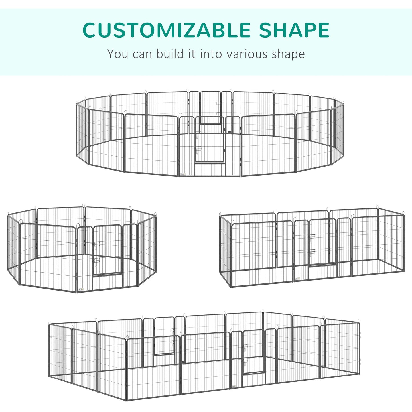 Steel 16-Panel Heavy Duty Pet Playpen with 2 Locking Doors, 31.5" Height, Grey Houses, Kennels & Pens   at Gallery Canada