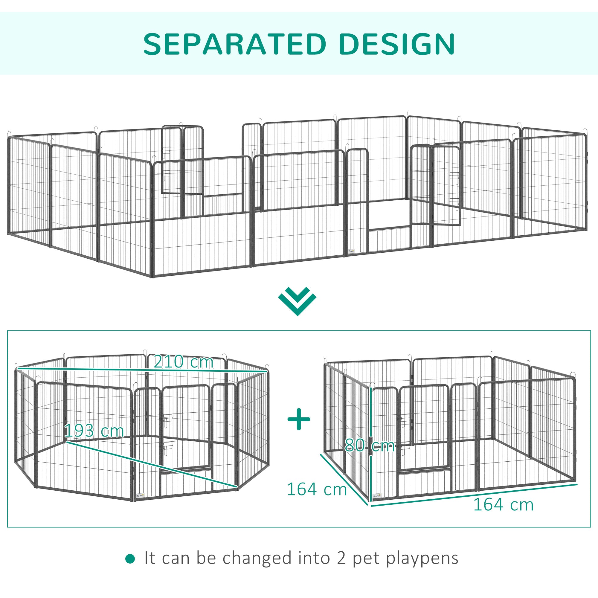 Steel 16-Panel Heavy Duty Pet Playpen with 2 Locking Doors, 31.5