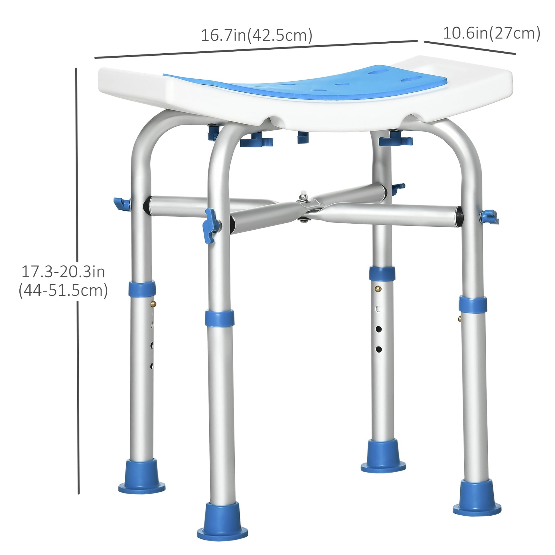 Aluminum Height Adjustable Shower Chair with Suction Cup Feet, 330lbs EVA Padded Bath Seat for Seniors, Disabled - Multi Colour Bath Chairs   at Gallery Canada