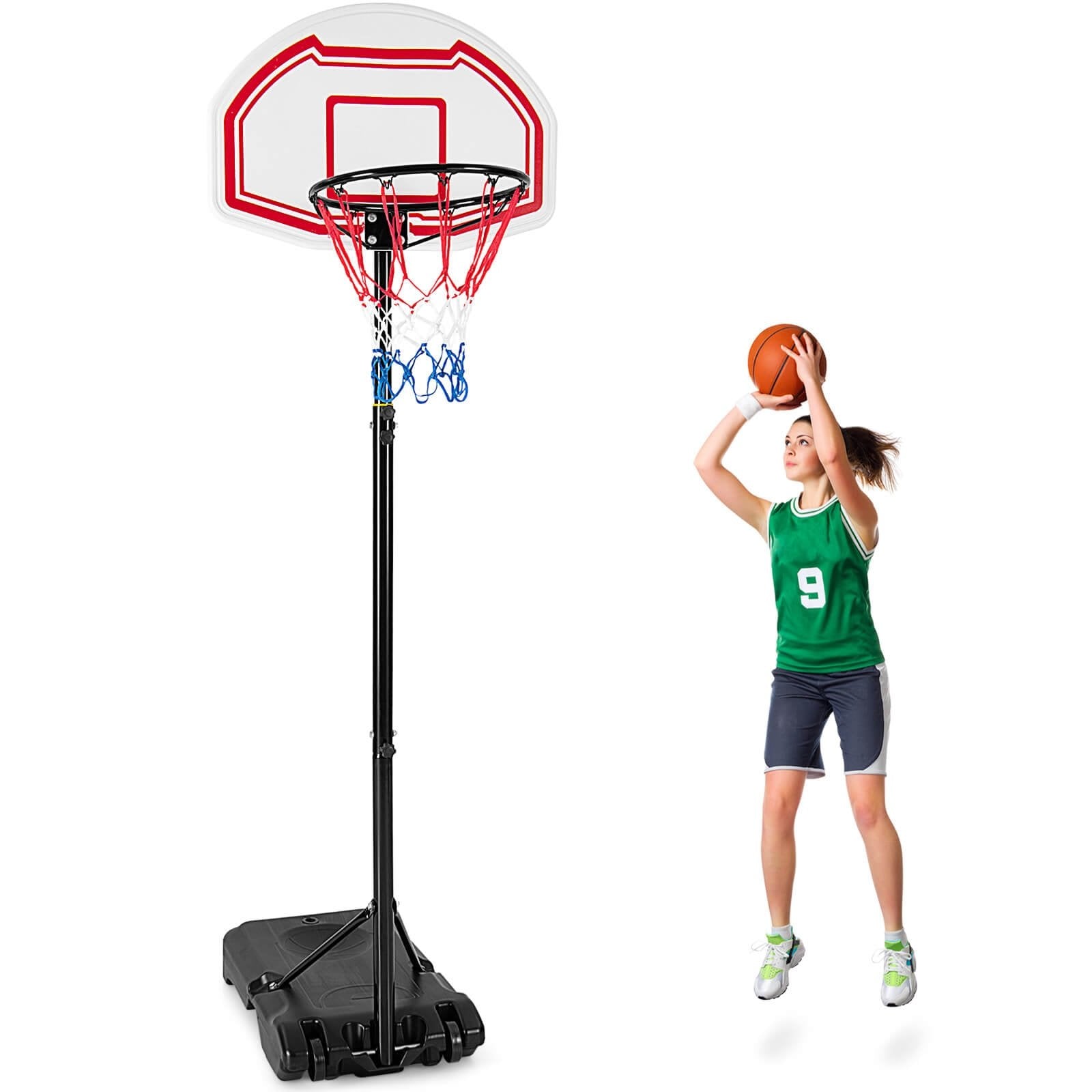 Height Adjustable Basketball Hoop with 2 Nets and Fillable Base, Multicolor Toy Sports   at Gallery Canada