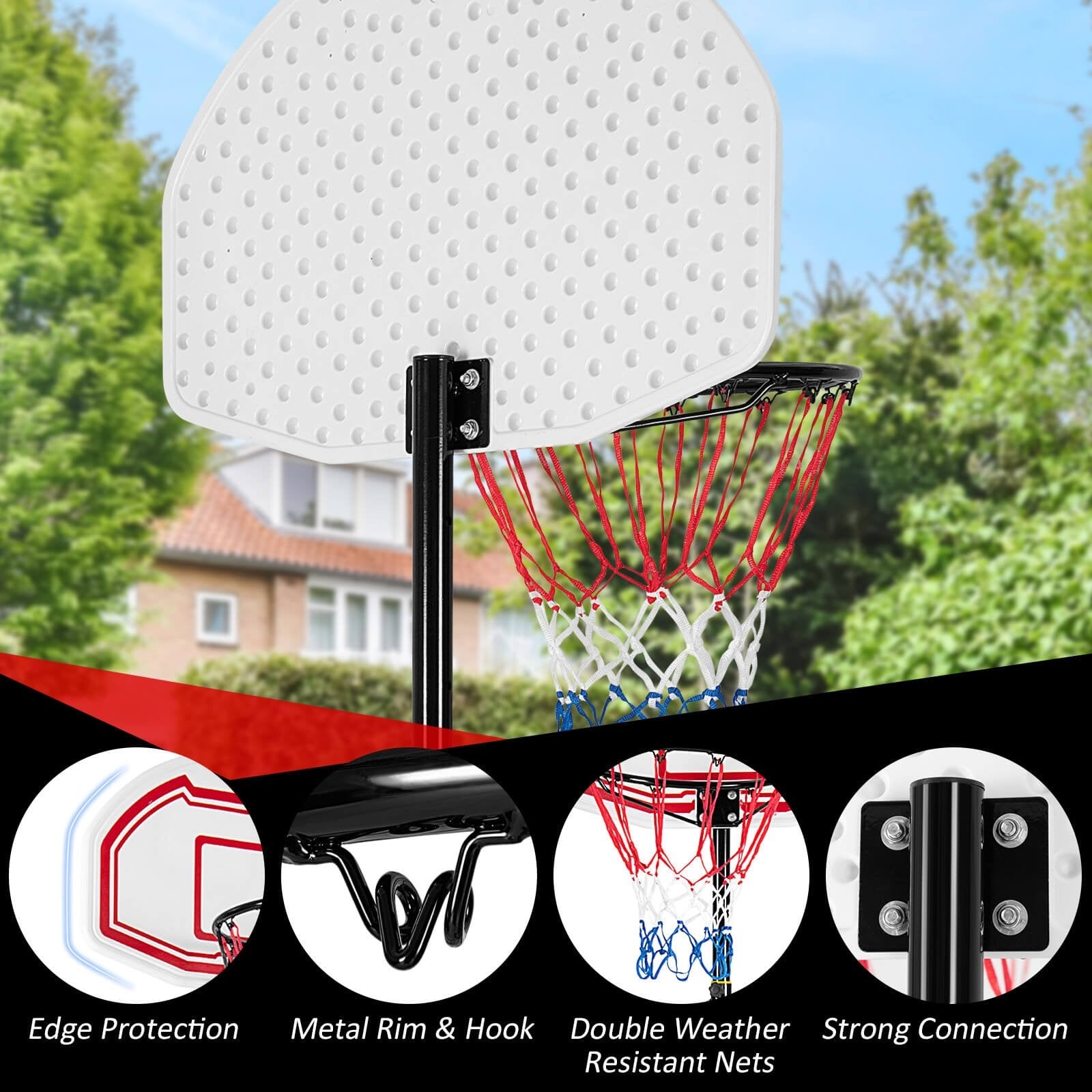 Height Adjustable Basketball Hoop with 2 Nets and Fillable Base, Multicolor Toy Sports   at Gallery Canada