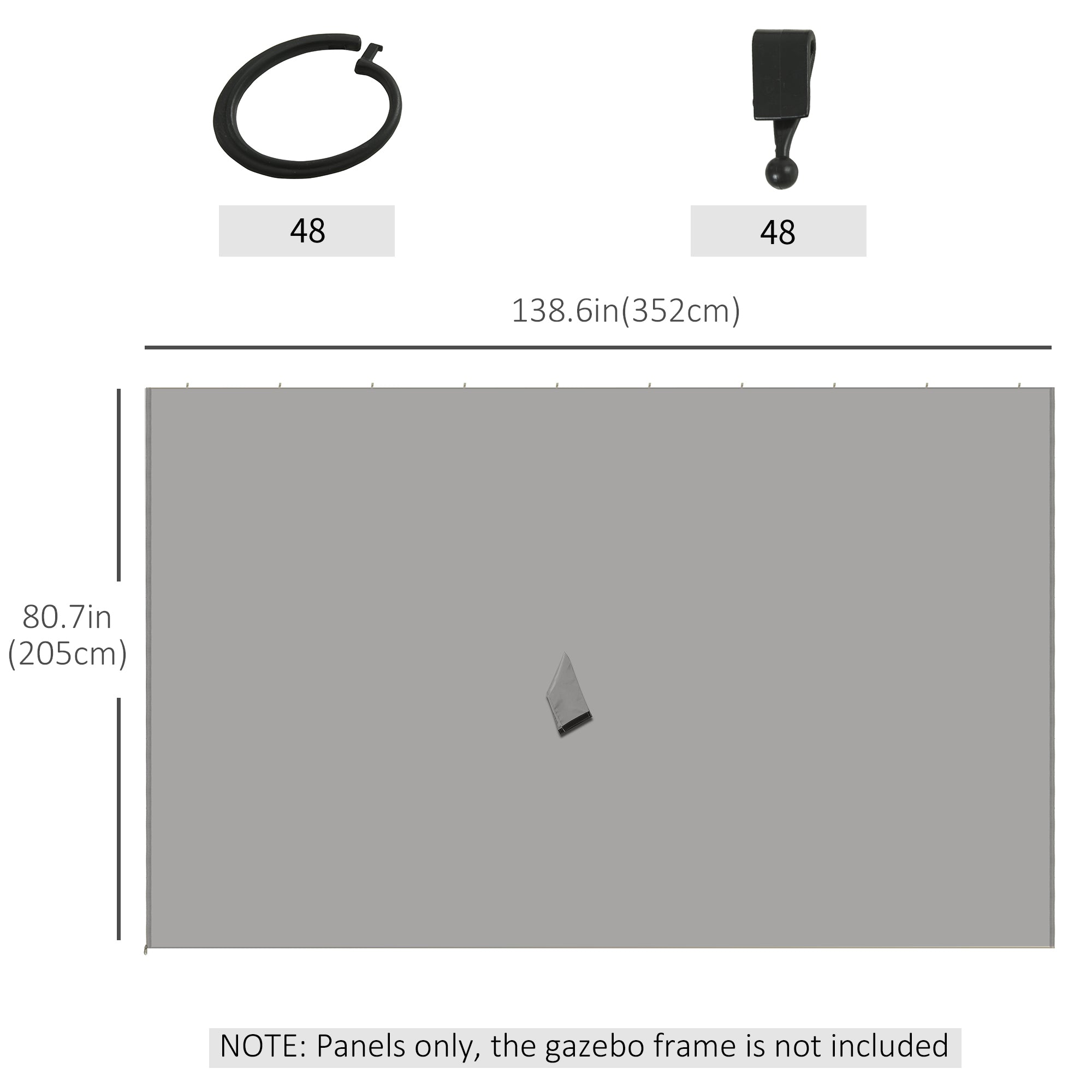 Replacement Gazebo Curtains with Zipper, 4-Panel Universal Gazebo Privacy Sidewall for Most 10' x 13' Gazebo Canopy Pavillion, Hooks/C-Rings Included, Grey Gazebo Sidewalls at Gallery Canada