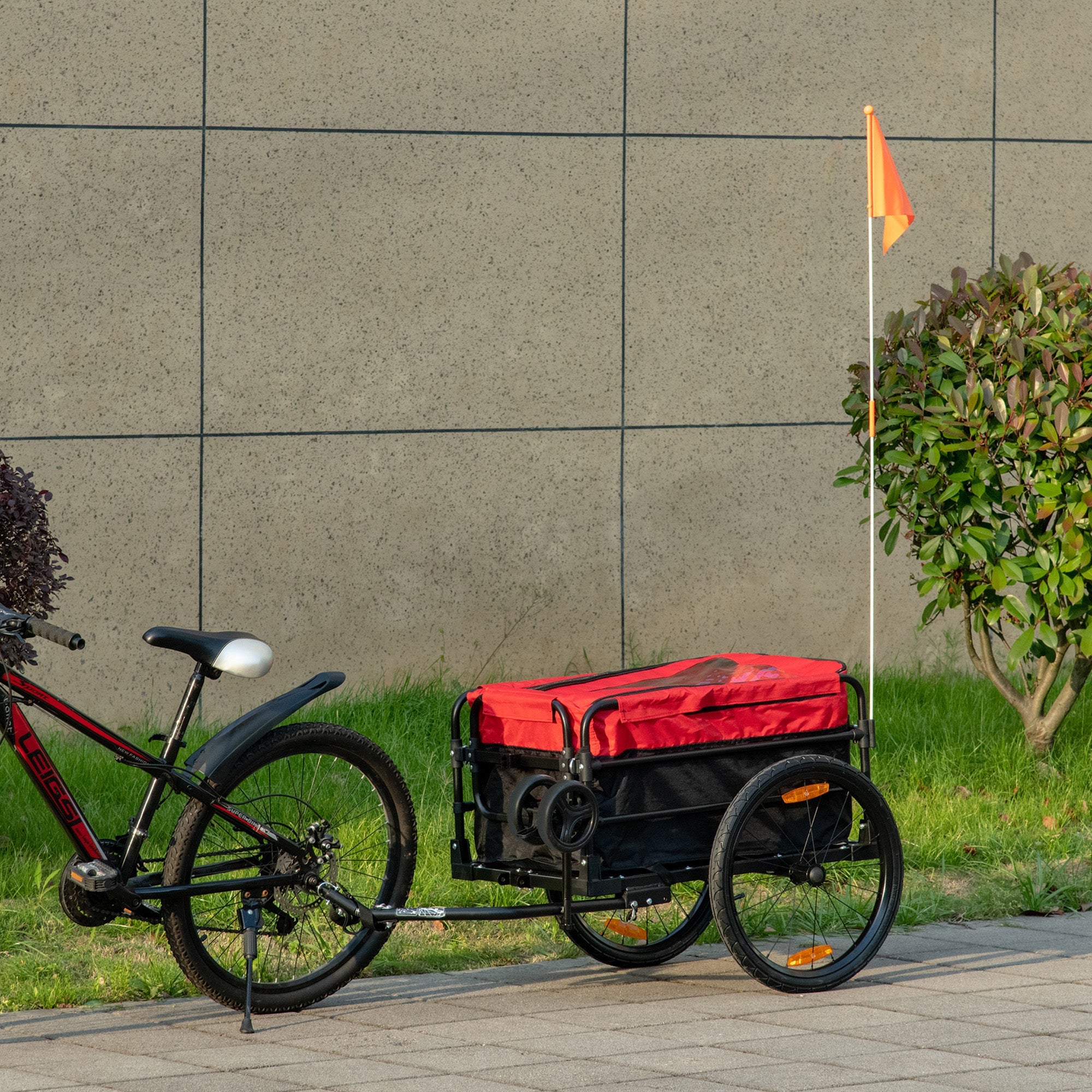 Bike Cargo Trailer &; Wagon Cart, Multi-Use Garden Cart with Removable Box, 20'' Big Wheels, Reflectors, Hitch and Handle, Red Bike Cargo Trailers   at Gallery Canada