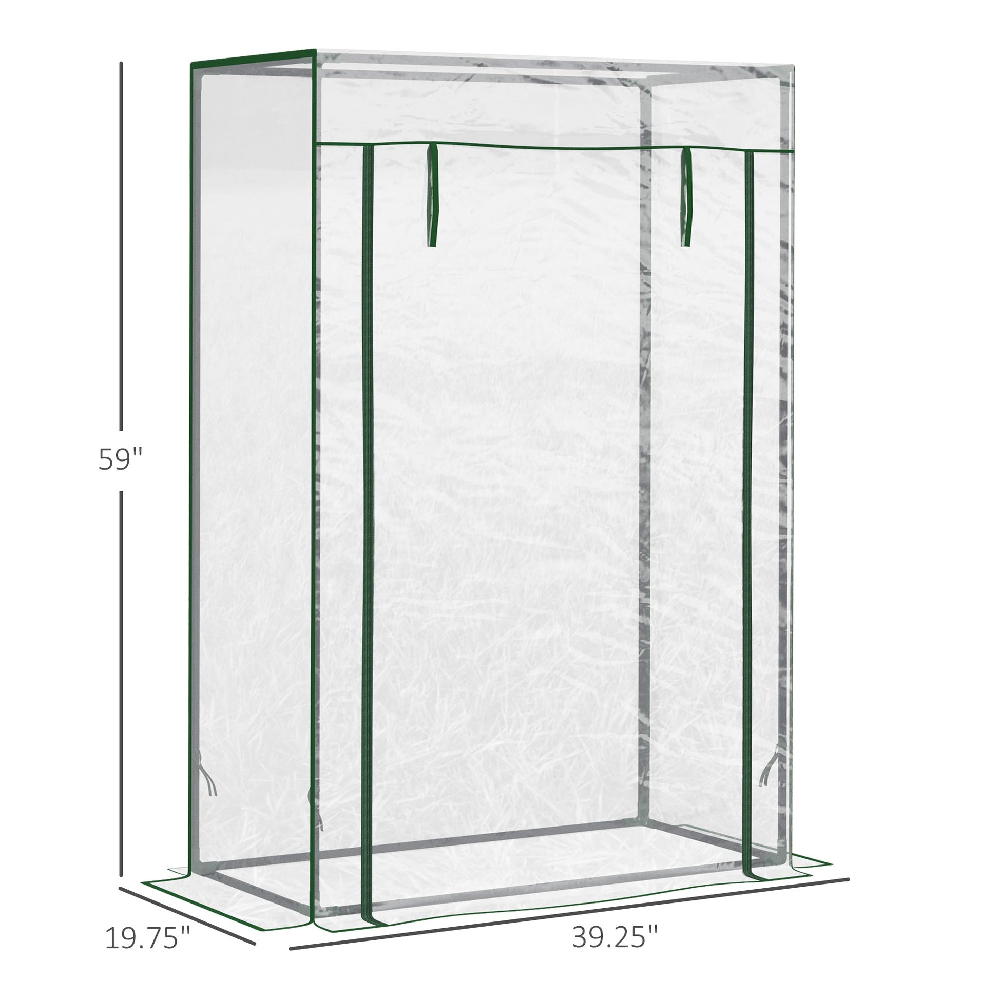 40"L x 20"W x 59"H Walk-in Garden Greenhouse with Durable Steel Frame Outdoor Hot House Tomato Plant Warm House w/ Roll up Door, PVC Cover, Clear Walk In Greenhouses   at Gallery Canada