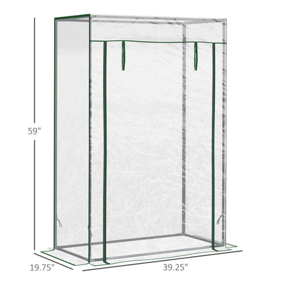 40"L x 20"W x 59"H Walk-in Garden Greenhouse with Durable Steel Frame Outdoor Hot House Tomato Plant Warm House w/ Roll up Door, PVC Cover, Clear Walk In Greenhouses   at Gallery Canada