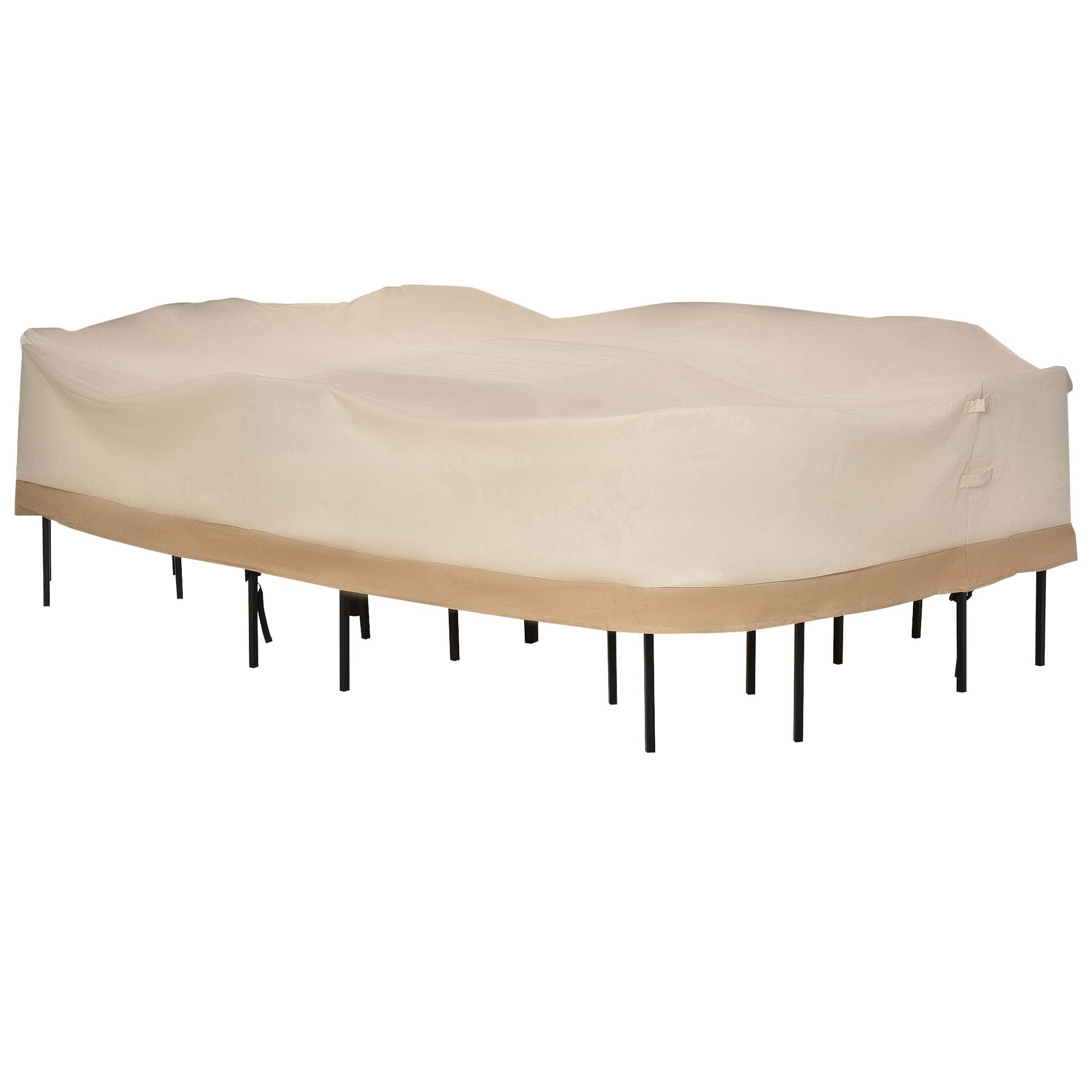 84B-059 129.9-Inch Oval Patio Table and Chair Set Cover, Beige/Coffee Sofa Set Patio Furniture Covers Coffee and Beige at Gallery Canada