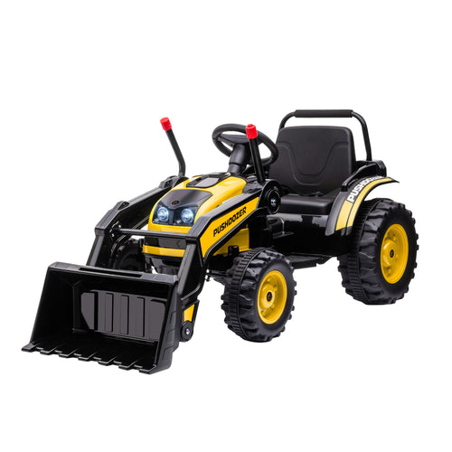 Kids Tractor 6V Battery Powered Digger Ride On Excavator Music Headlight Moving Forward Backward Yellow