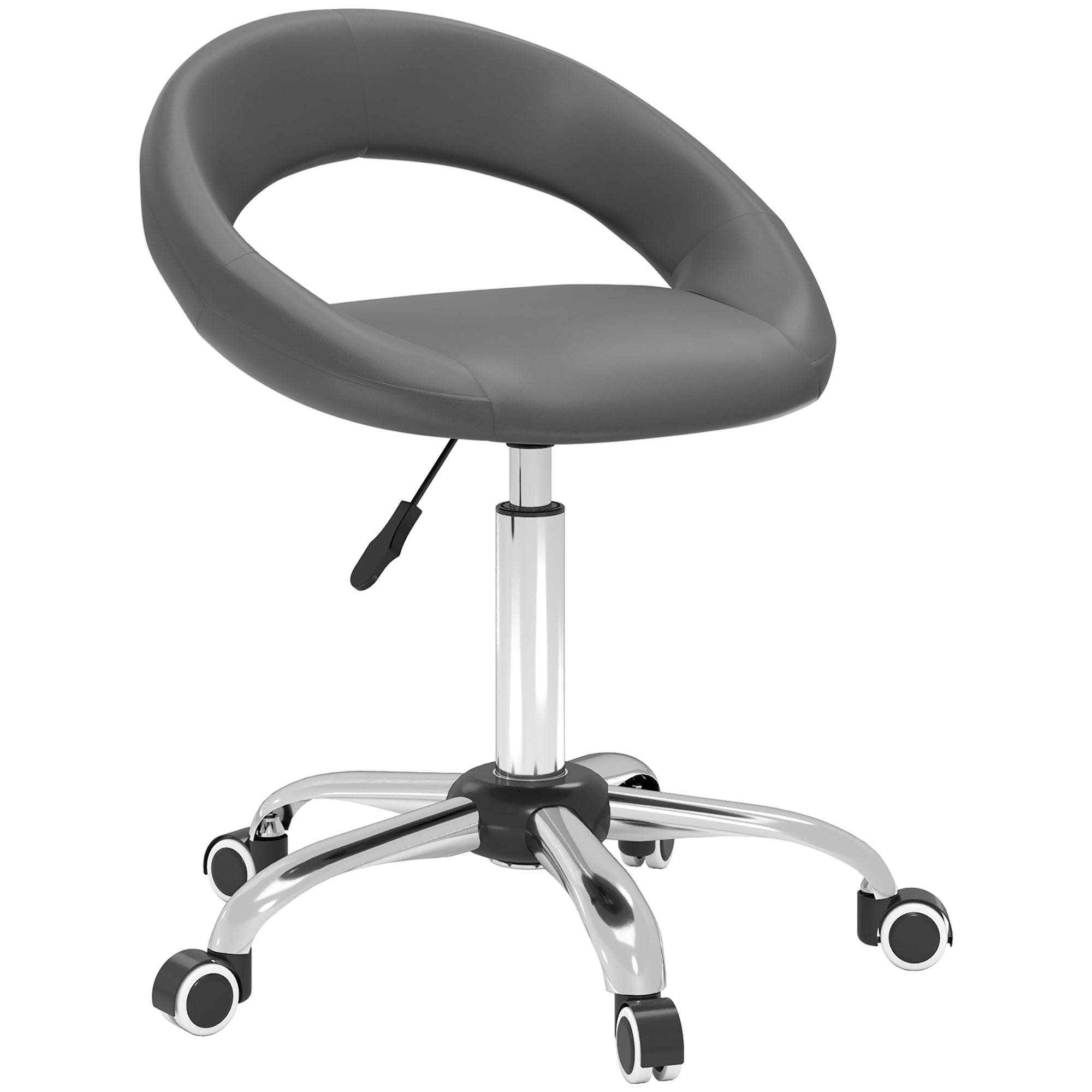 Modern Hydraulic Moon Salon Stool Rolling Swivel Chair Massage Spa Tattoo Pub Bar Stool, Grey Salon Stools   at Gallery Canada