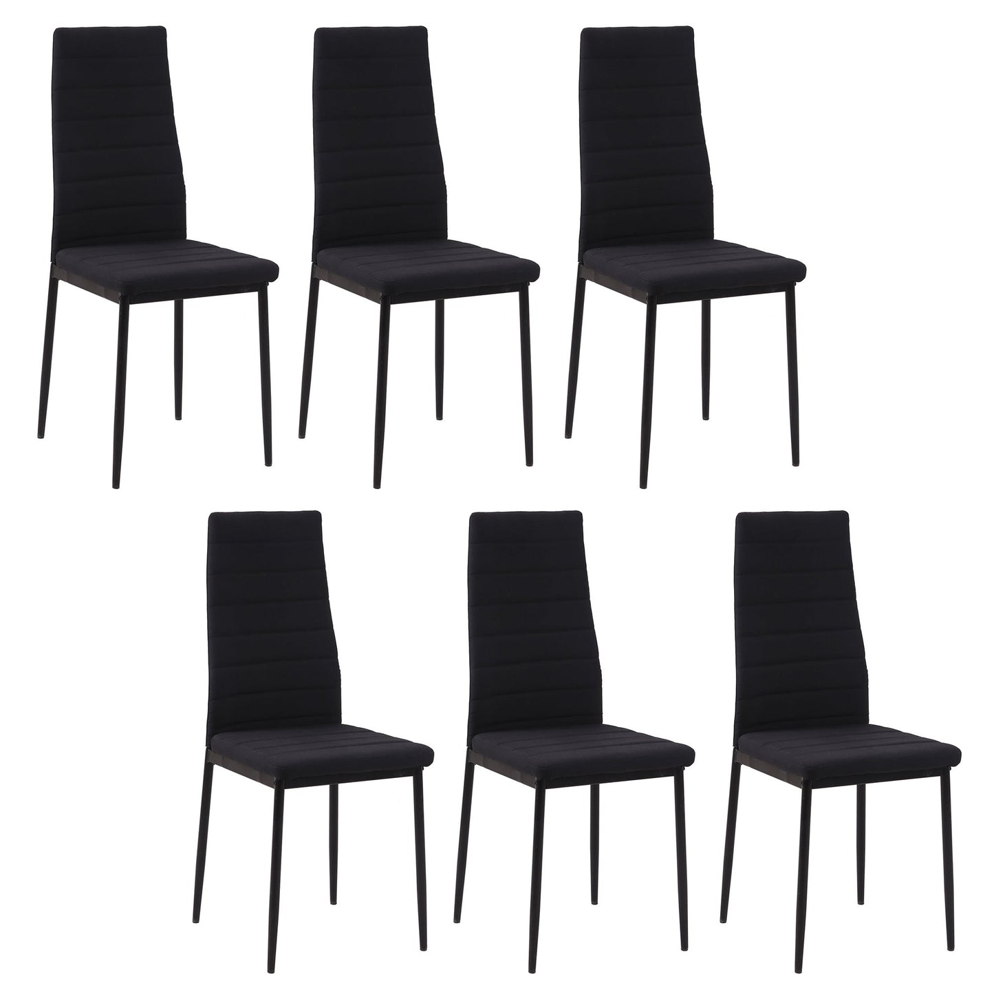 High Back Dining Chairs, Modern Upholstered PU Leather Accent Chairs with Metal Legs for Kitchen, Set of 6, Black Bar Stools Black  at Gallery Canada