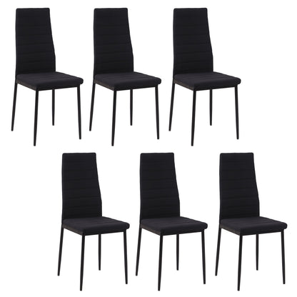 High Back Dining Chairs, Modern Upholstered PU Leather Accent Chairs with Metal Legs for Kitchen, Set of 6, Black Bar Stools Black  at Gallery Canada