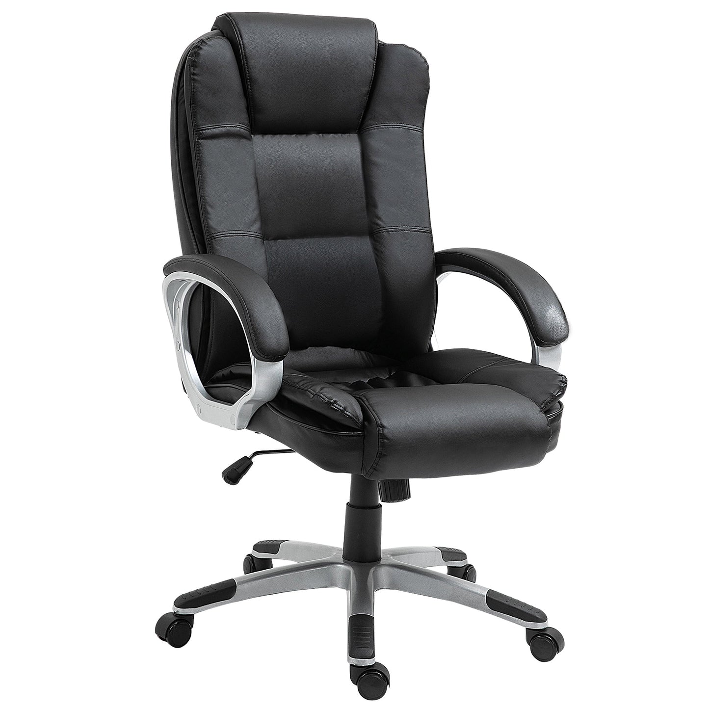 High Back Executive Office Chair Adjustable Desk Seat Swivel PU Leather Computer Chair with Padded Armrests Executive & Manager Chairs Black  at Gallery Canada