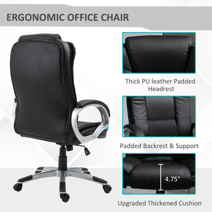 High Back Executive Office Chair Adjustable Desk Seat Swivel PU Leather Computer Chair with Padded Armrests Executive & Manager Chairs   at Gallery Canada