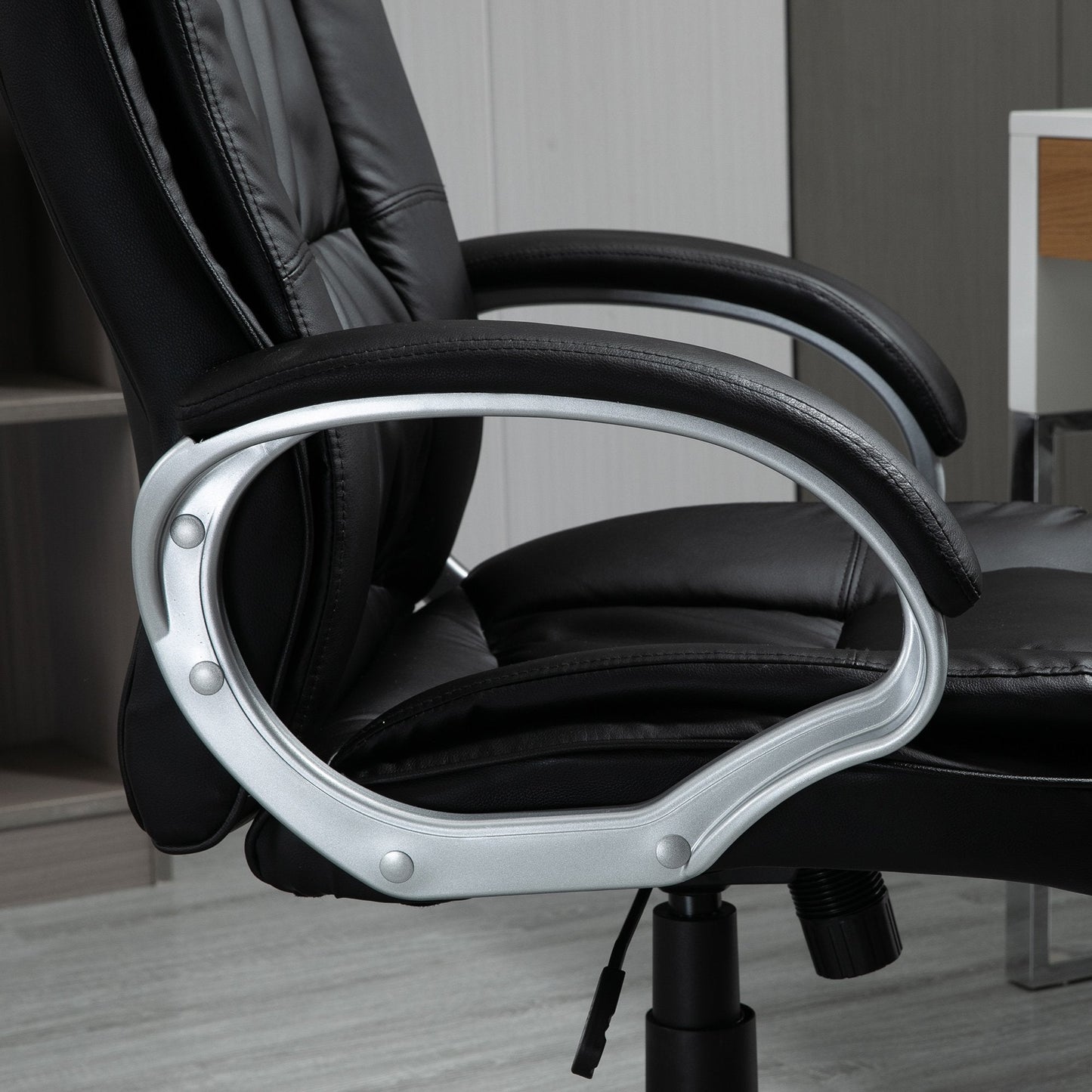 High Back Executive Office Chair Adjustable Desk Seat Swivel PU Leather Computer Chair with Padded Armrests Executive & Manager Chairs   at Gallery Canada