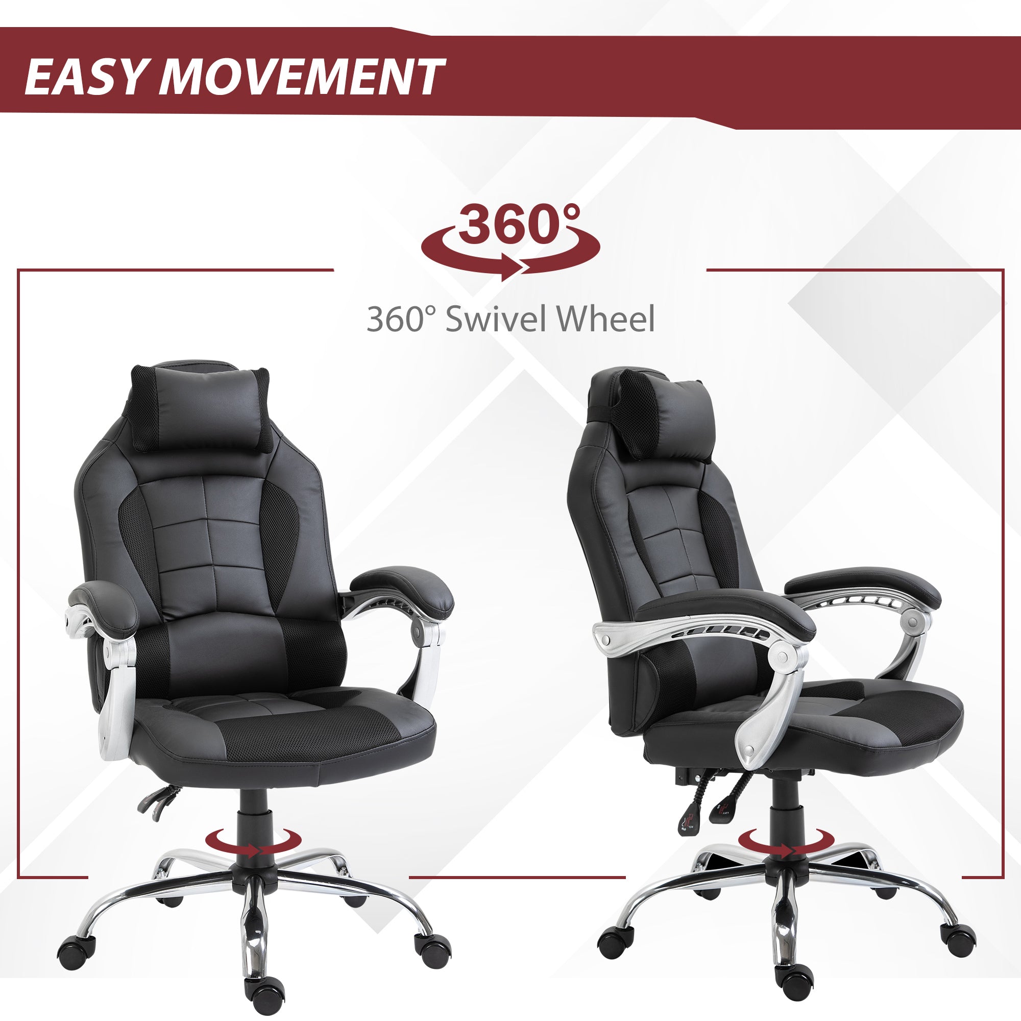 High Back Office Chair, Executive Racing Gaming Chair, Adjustable Recliner with Removable Headrest Pillow for Office, Black Video Game Chairs   at Gallery Canada