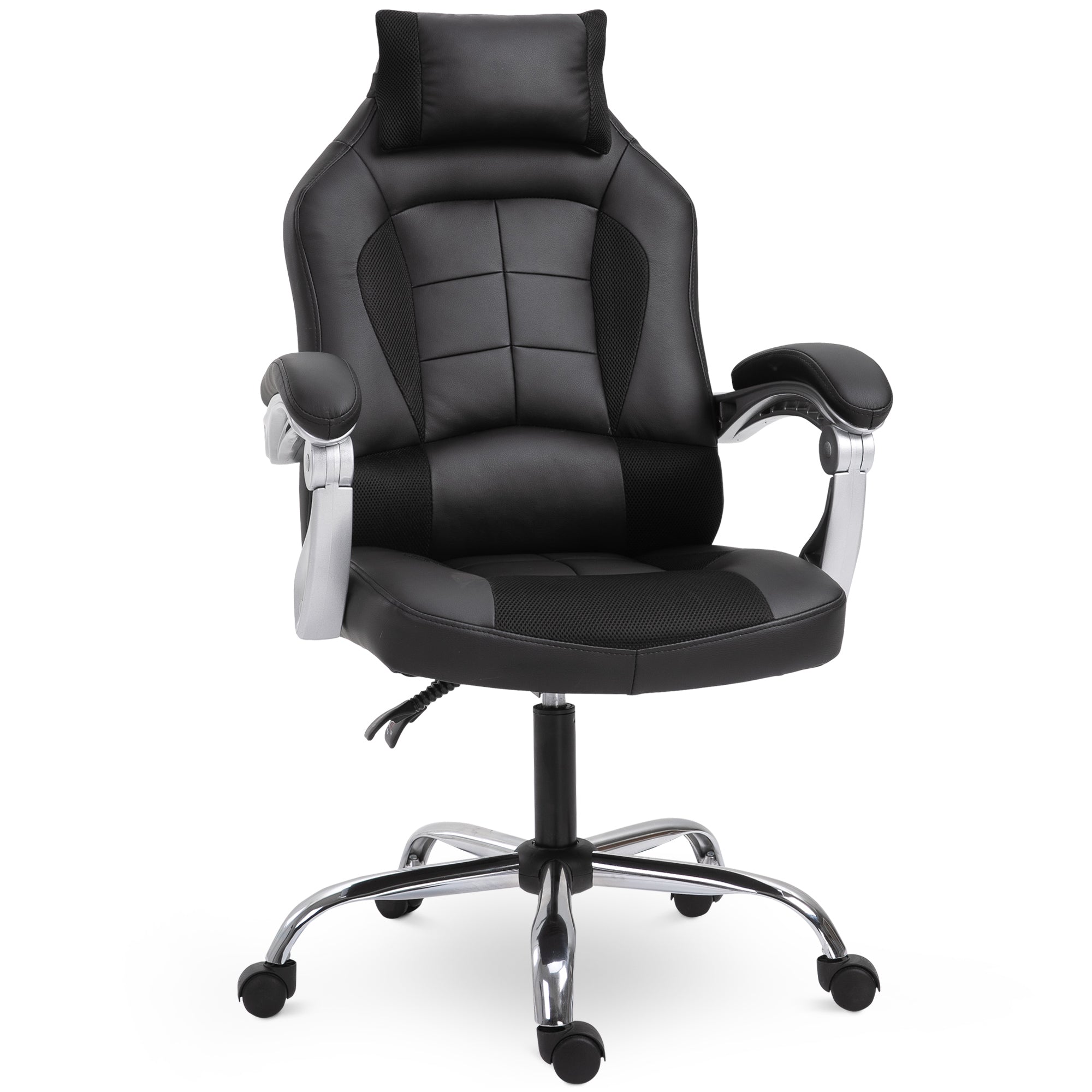 High Back Office Chair, Executive Racing Gaming Chair, Adjustable Recliner with Removable Headrest Pillow for Office, Black Video Game Chairs Black  at Gallery Canada