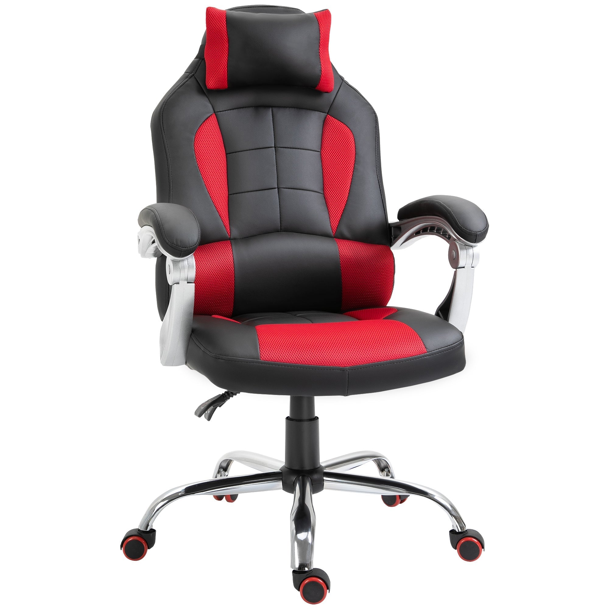 High Back Office Chair, Executive Racing Gaming Chair, Adjustable Recliner with Removable Headrest Pillow for Office, Black and Red Video Game Chairs   at Gallery Canada