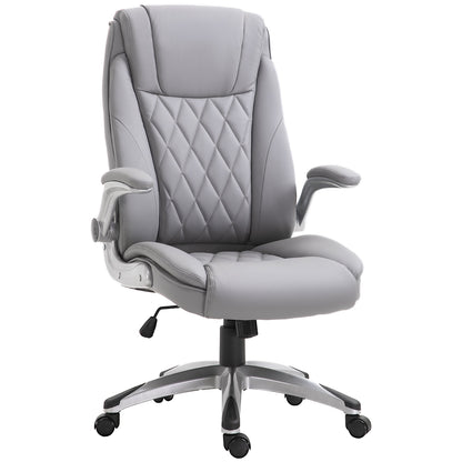 High-Back Office Chair Executive Swivel Computer Desk Chair, with PU Leather, Flip-up Armrest, Grey Executive & Manager Chairs Grey  at Gallery Canada