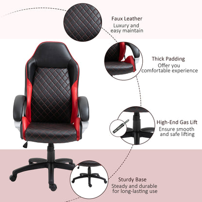 High Back Office Chair Gaming Chair Racing Executive Desk Chair with PU Leather, Adjustable Height, Red Video Game Chairs   at Gallery Canada