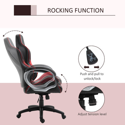 High Back Office Chair Gaming Chair Racing Executive Desk Chair with PU Leather, Adjustable Height, Red Video Game Chairs   at Gallery Canada