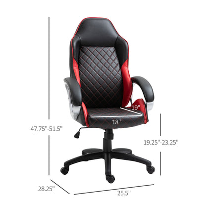 High Back Office Chair Gaming Chair Racing Executive Desk Chair with PU Leather, Adjustable Height, Red Video Game Chairs   at Gallery Canada