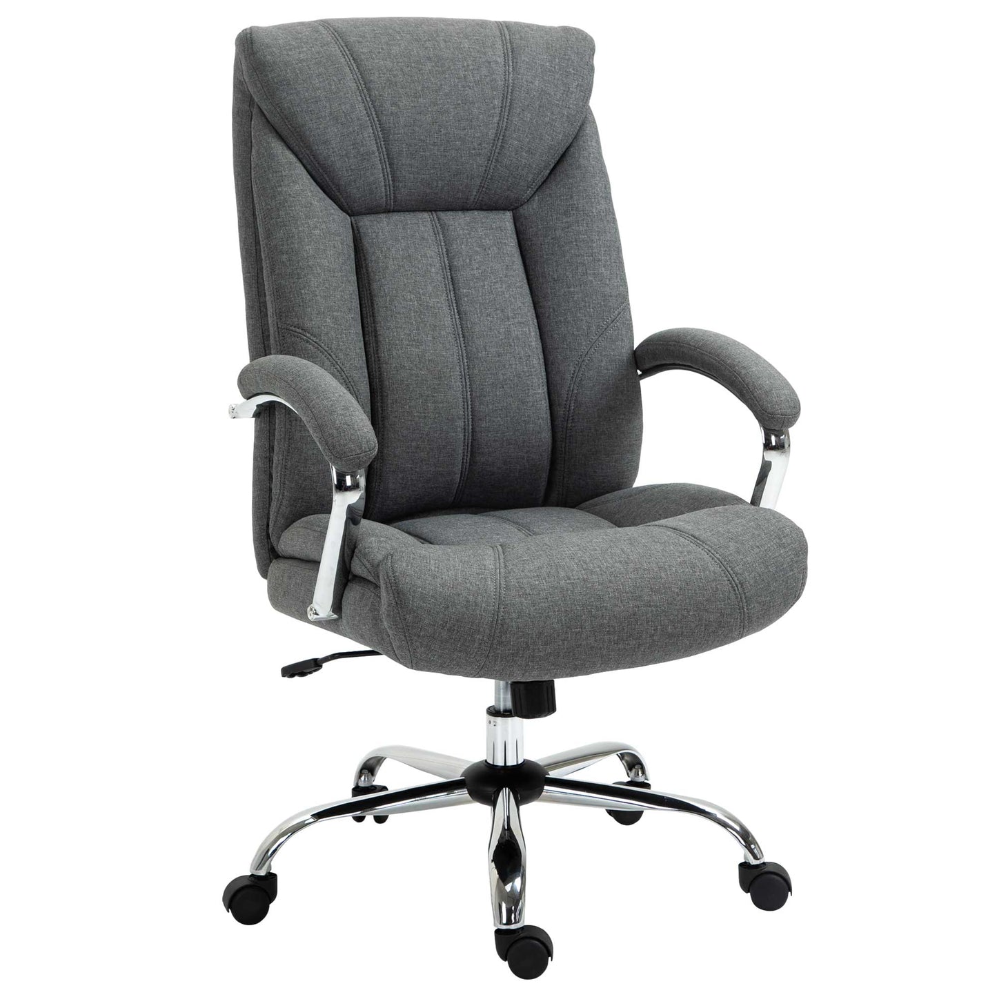 High Back Swivel Home Office Chair Task Ergonomic Linen Fabric Computer Chair, with Arm, Adjustable Height, Grey Executive & Manager Chairs   at Gallery Canada